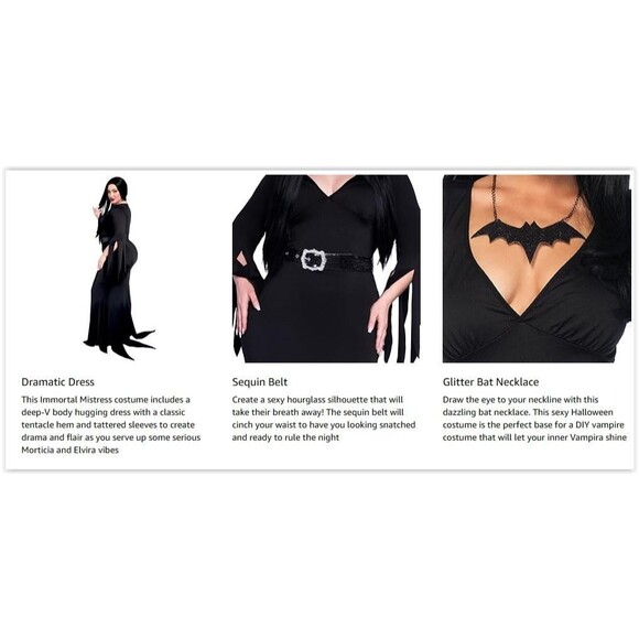 Leg Avenue Elvira Immortal Mistress Of The Dark Adult Size 1X-2X Costume NEW - Picture 3 of 4